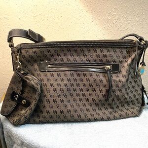 Dooney & Bourke Black Monogram Shoulder Bag w/wristlet